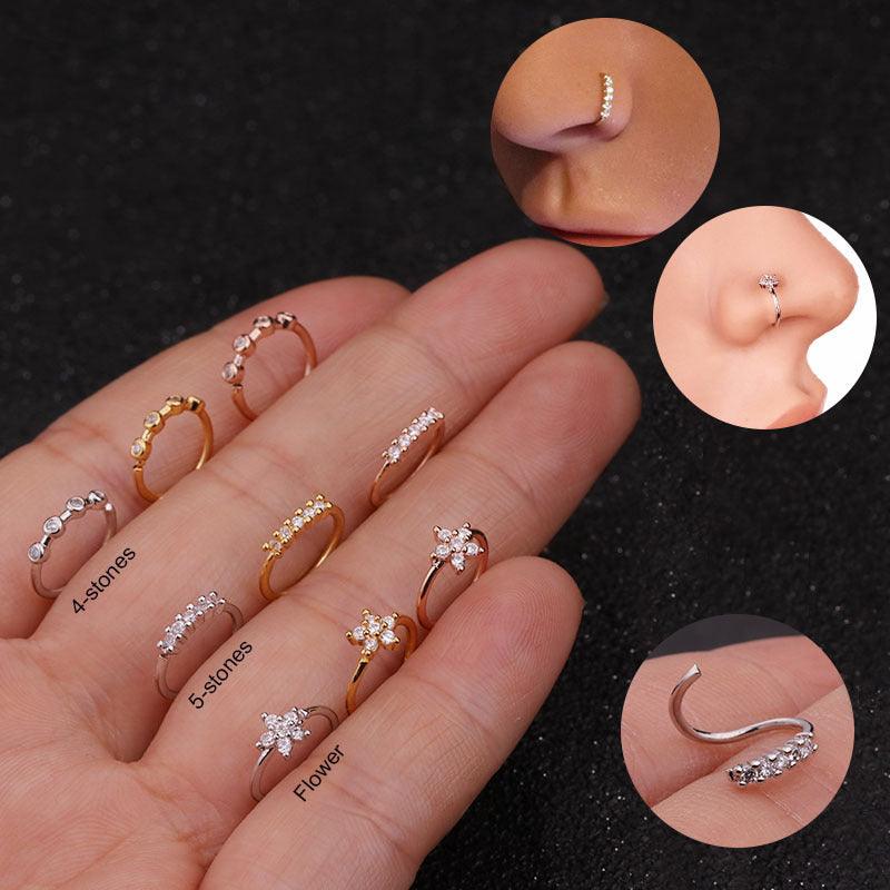 Nose Piercing Body Jewelry Ring Tiny Flower Helix - Amazitshop