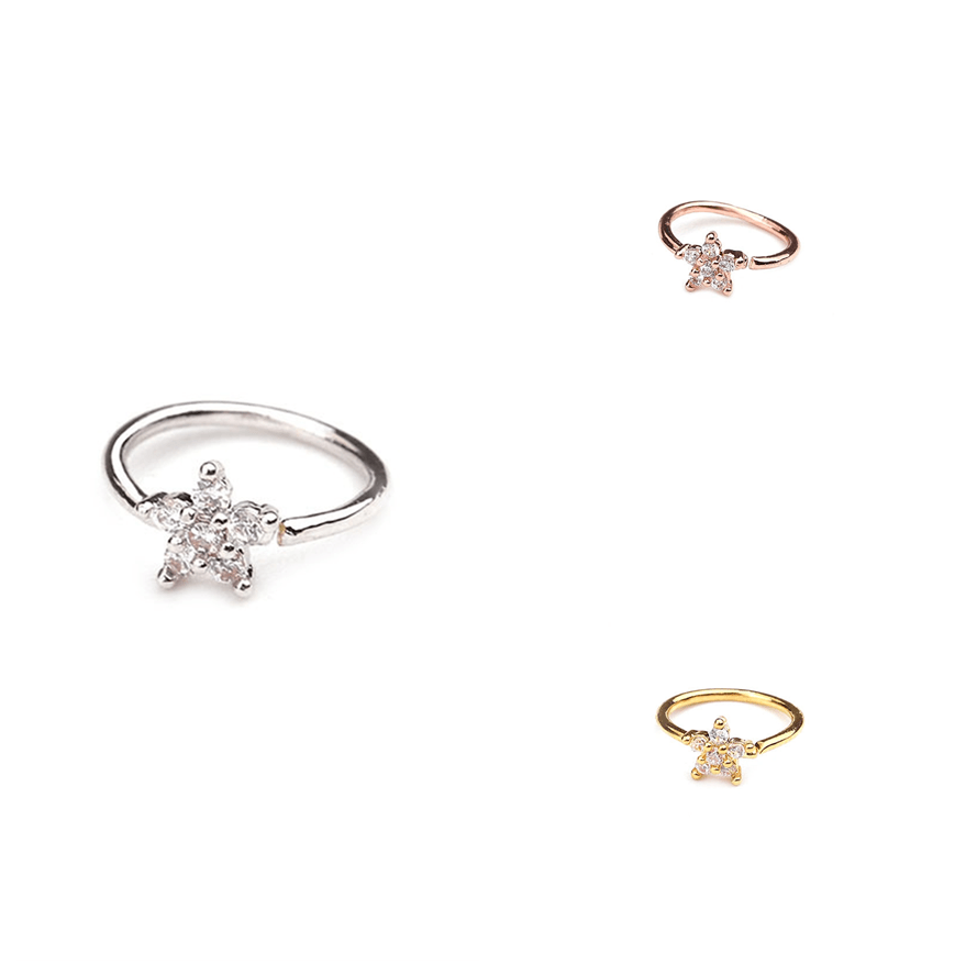 Nose Piercing Body Jewelry Ring Tiny Flower Helix - Amazitshop