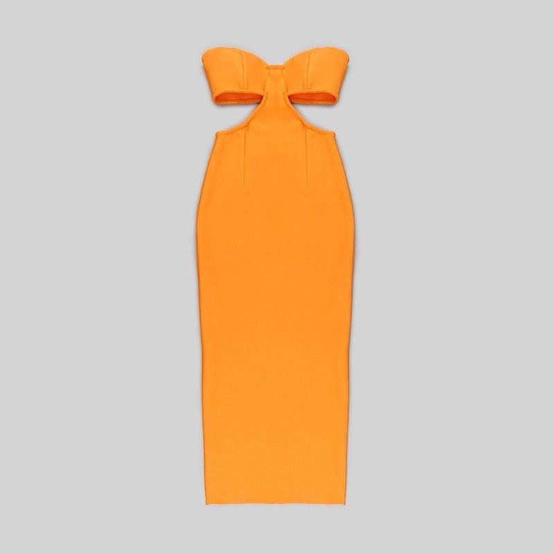 Off - the - shoulder Tube Top Slimming Hollow Elegant Long Bandage One - piece Dress - Amazitshop