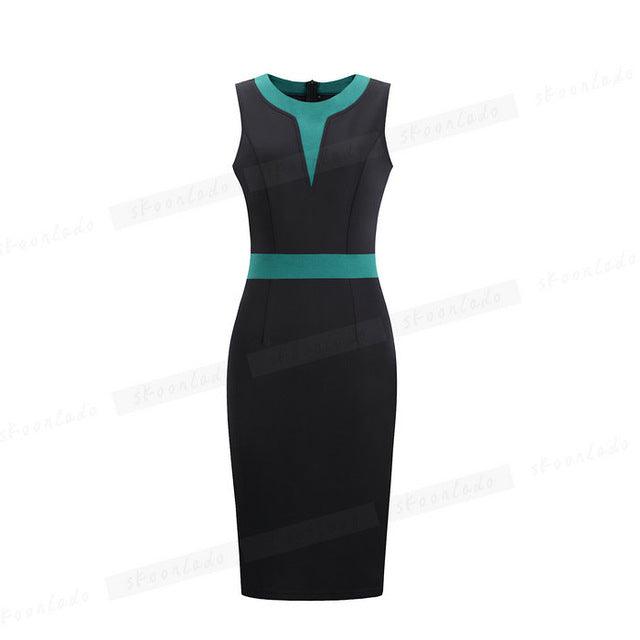 Office Ladies Pencil Sleeveless Clothes Dress For Women Work - Amazitshop