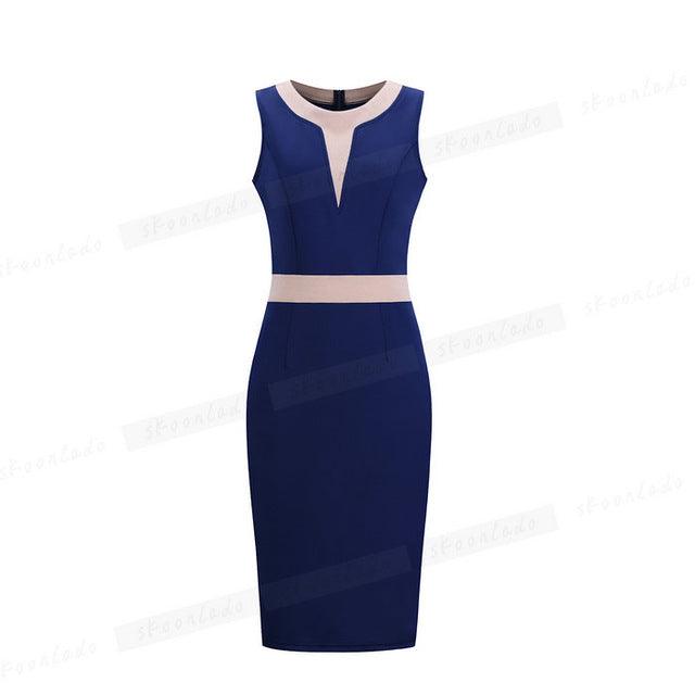Office Ladies Pencil Sleeveless Clothes Dress For Women Work - Amazitshop