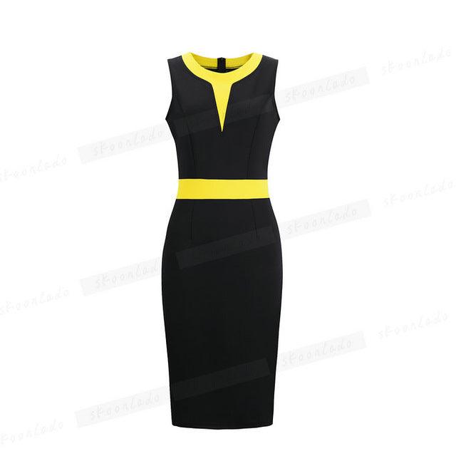 Office Ladies Pencil Sleeveless Clothes Dress For Women Work - Amazitshop