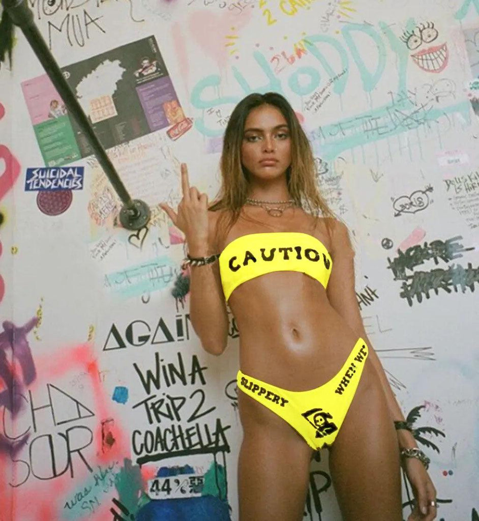 Offset Printing Curve Skeleton Bra Swimsuit Female - Amazitshop