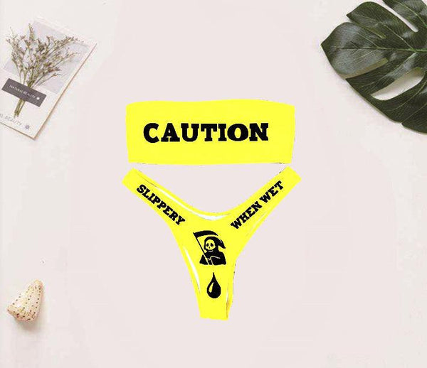 Offset Printing Curve Skeleton Bra Swimsuit Female - Amazitshop