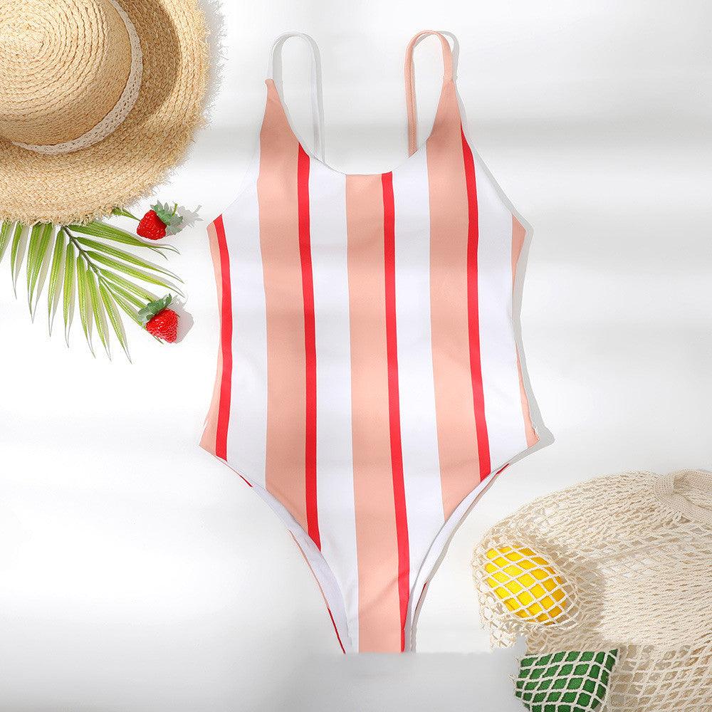 One - piece Bikini One - piece Swimsuit Striped Slimn - Amazitshop