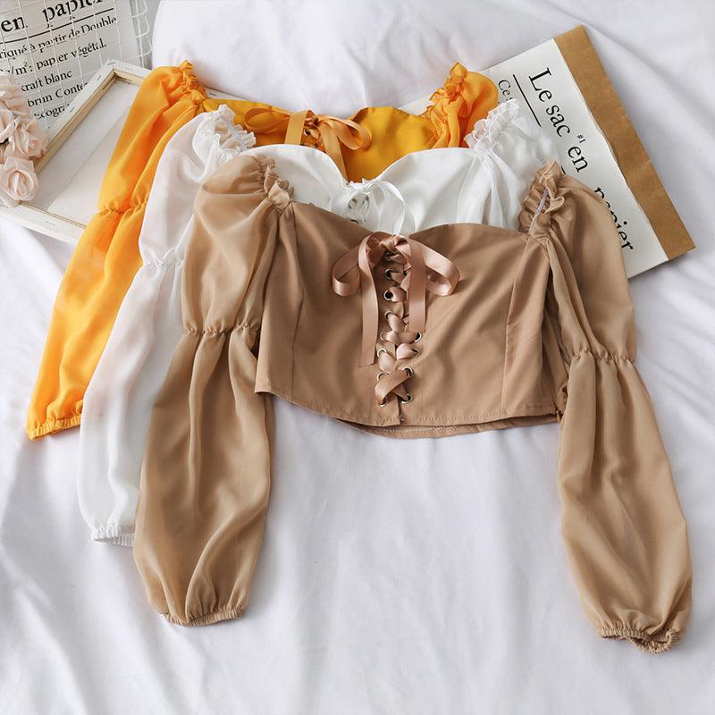 One - shoulder shoulder cuff sleeve shirt - Amazitshop