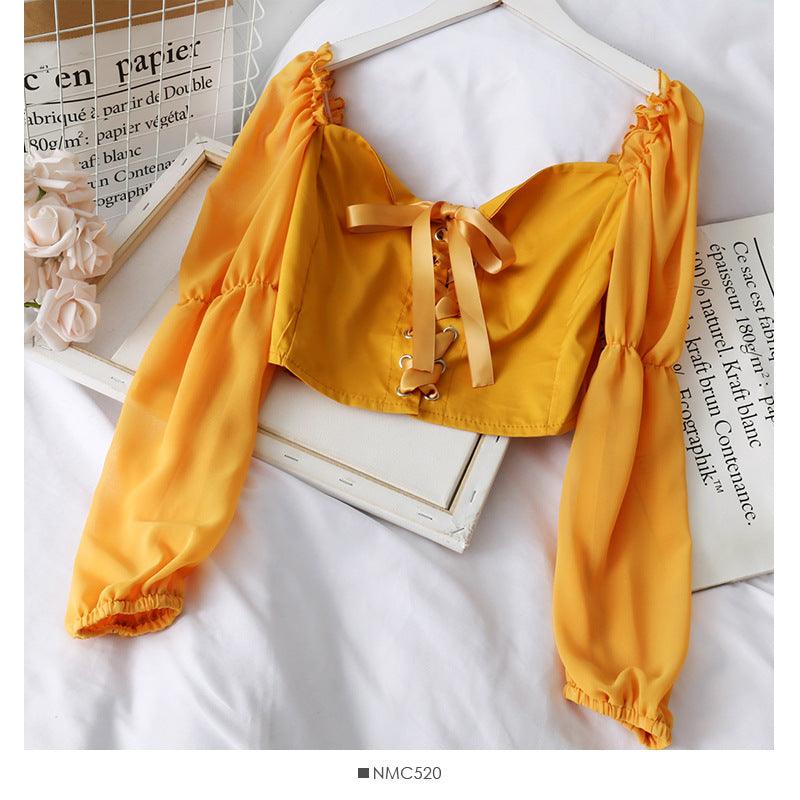 One - shoulder shoulder cuff sleeve shirt - Amazitshop