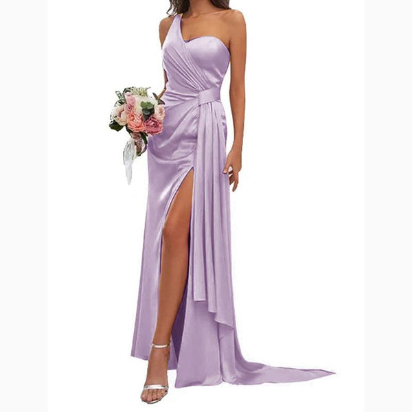 One - shoulder Split Ball Backless Dress Women - Amazitshop