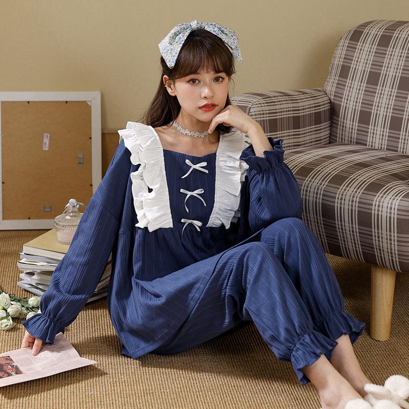 Pajamas Ladies Long - sleeved Trousers Court Style Sweet And Lovely - Amazitshop