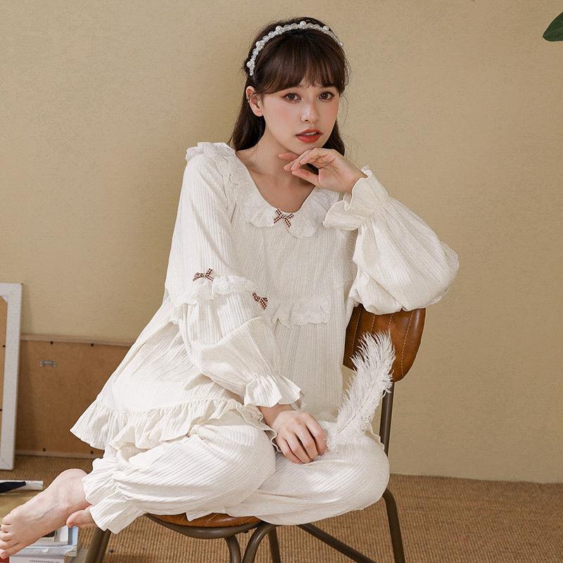 Pajamas Ladies Long - sleeved Trousers Court Style Sweet And Lovely - Amazitshop