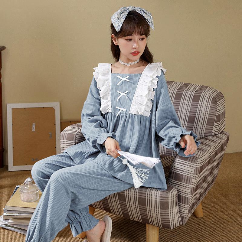 Pajamas Ladies Long - sleeved Trousers Court Style Sweet And Lovely - Amazitshop