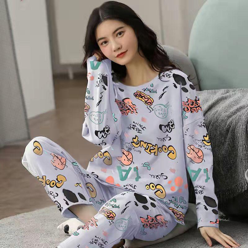 Pajamas Set Women Cute Cartoon Print Sleepwear 2 Piece Lounge Sets - Amazitshop