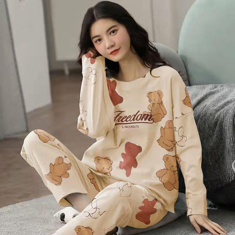 Pajamas Set Women Cute Cartoon Print Sleepwear 2 Piece Lounge Sets - Amazitshop