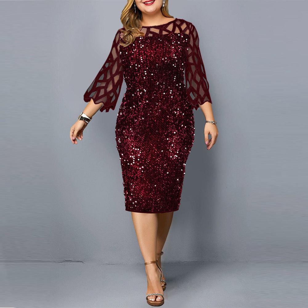 Party Dresses Sequin Plus Size Women's Sexy Night Club Dress - Amazitshop