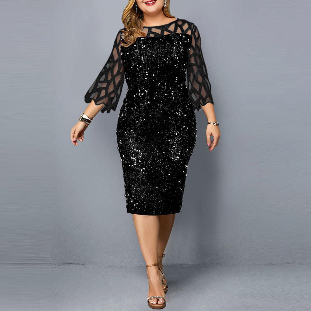 Party Dresses Sequin Plus Size Women's Sexy Night Club Dress - Amazitshop