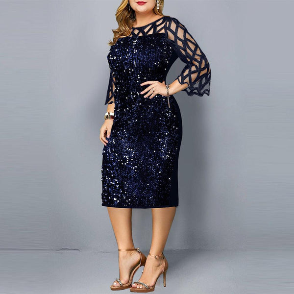 Party Dresses Sequin Plus Size Women's Sexy Night Club Dress - Amazitshop