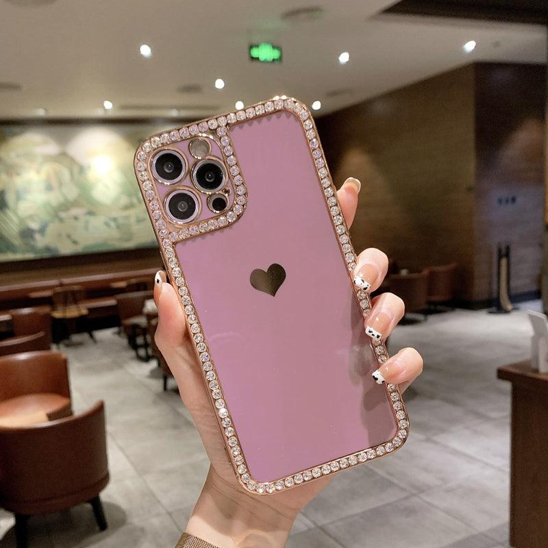 Phone Case Accessories Love Crystal Diamond Edge Electroplating Protective Cover - Amazitshop