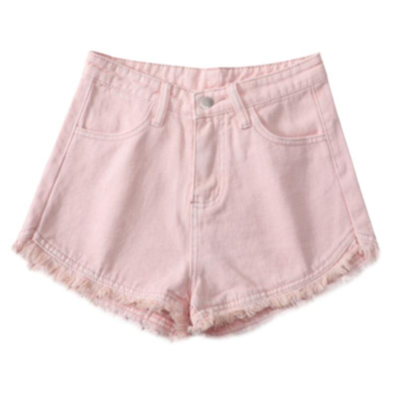 Pink High Waisted Denim Shorts For Women In Spring And Summer - Amazitshop