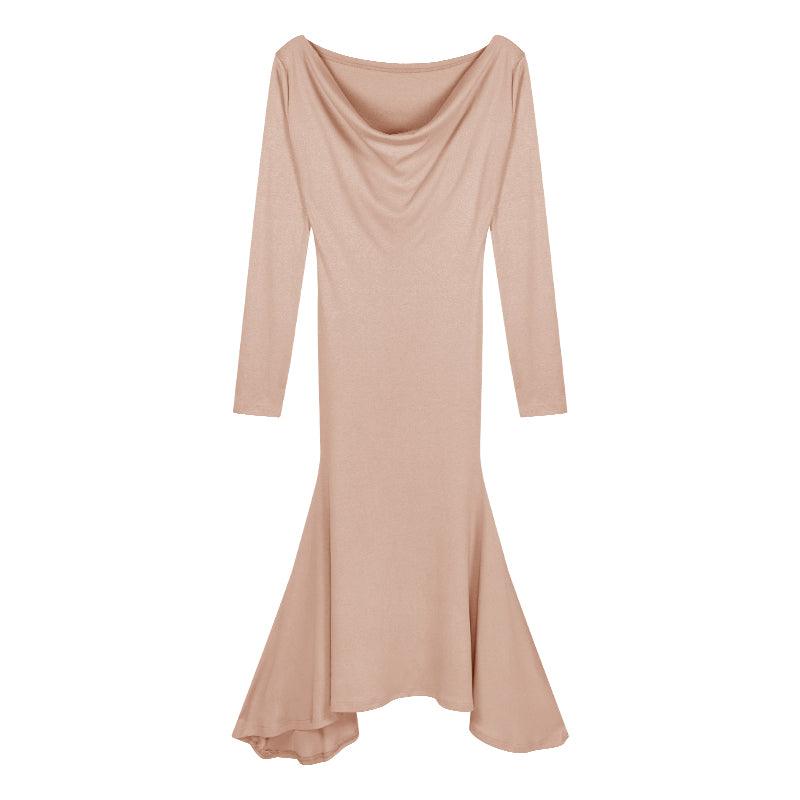 Pink Long - sleeved Dresses Women Temperament Waist - Amazitshop