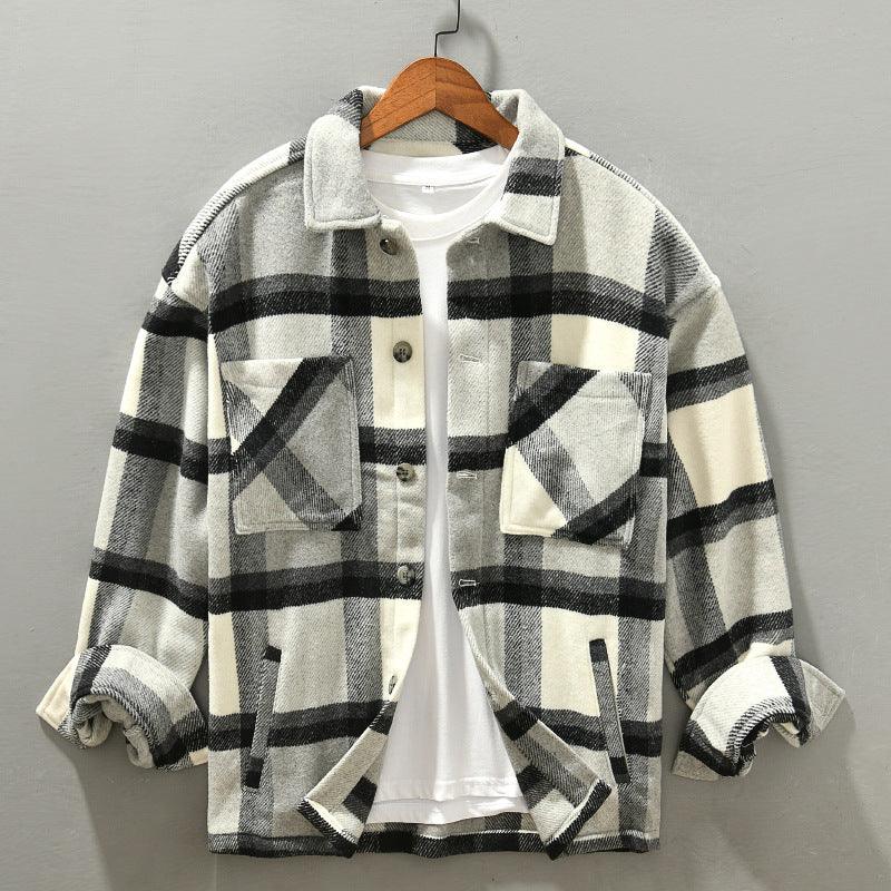Plaid Plus Size Lapels Loose Top Youth Fashion Coat For Men - Amazitshop