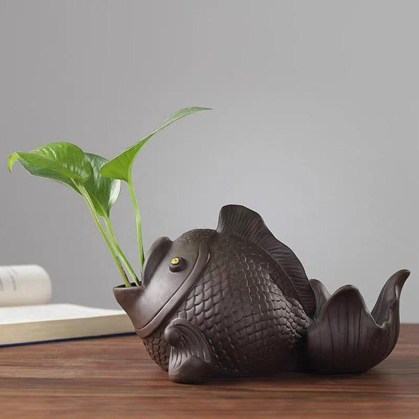 Plants Flowerpot Container Fish Flower Co Culture Tabletop Ornament - Amazitshop