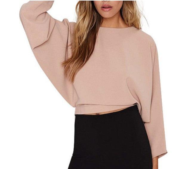 Plus size chiffon bat sleeve shirt - Amazitshop