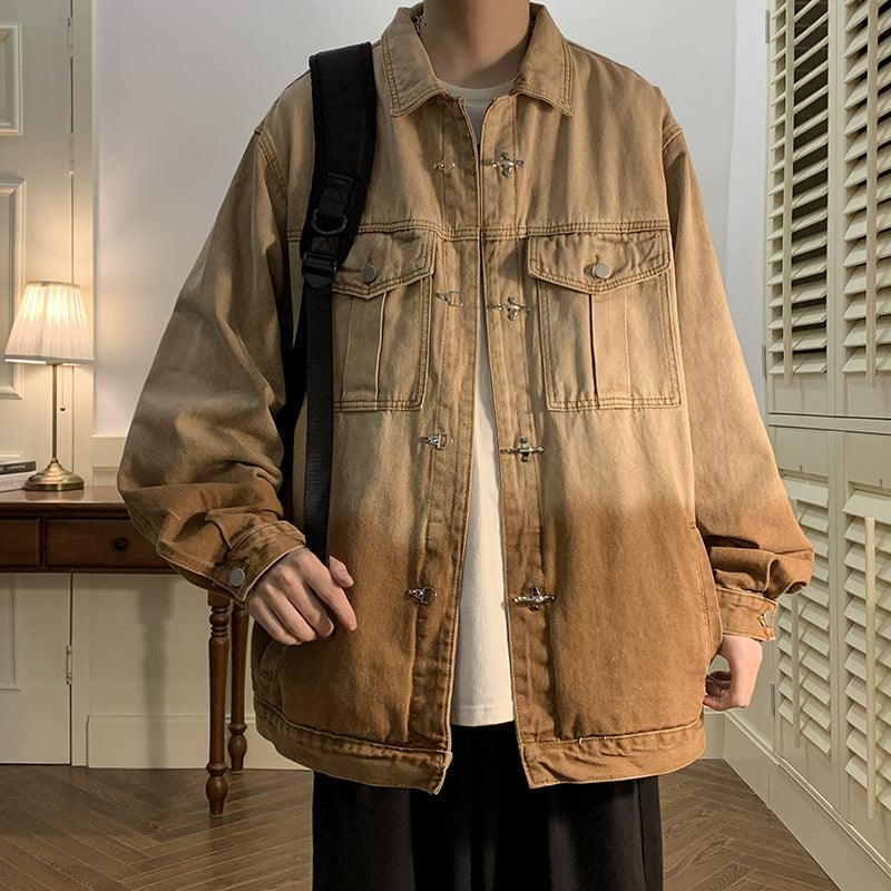 Plus Size Denim Two - tone Gradient Coat Jacket - Amazitshop