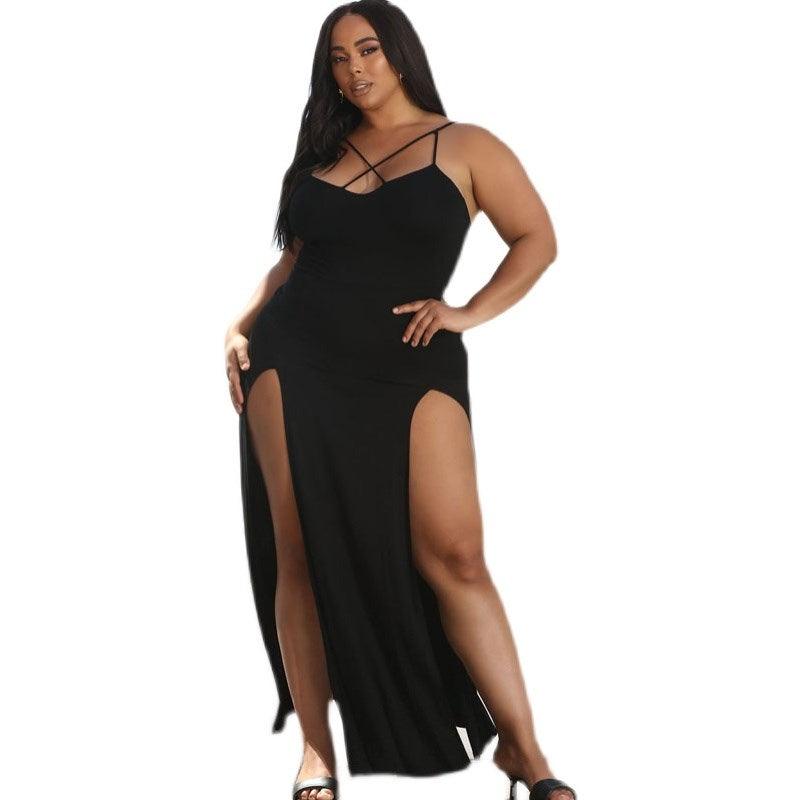 Plus Size Fat Women Dresses Summer Sling Big Dress - Amazitshop