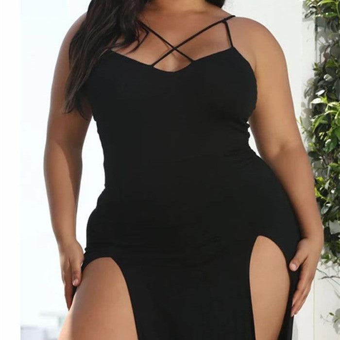 Plus Size Fat Women Dresses Summer Sling Big Dress - Amazitshop