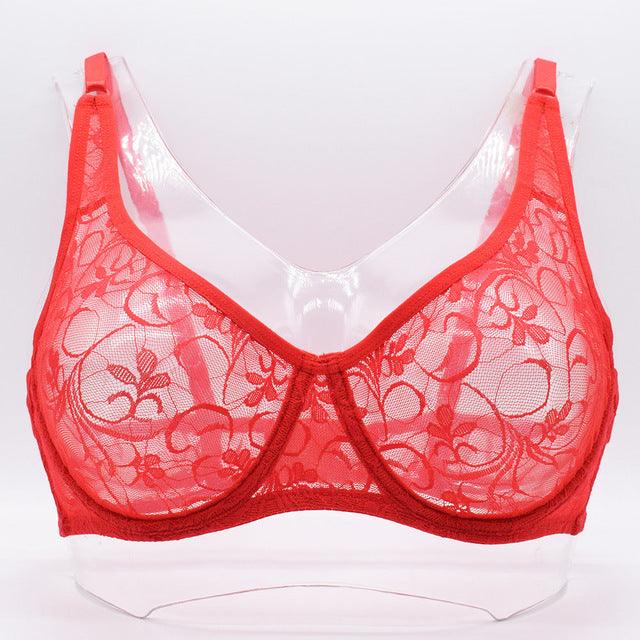 Plus Size Lace Bras For Women Underwired BH Hollow Out - Amazitshop