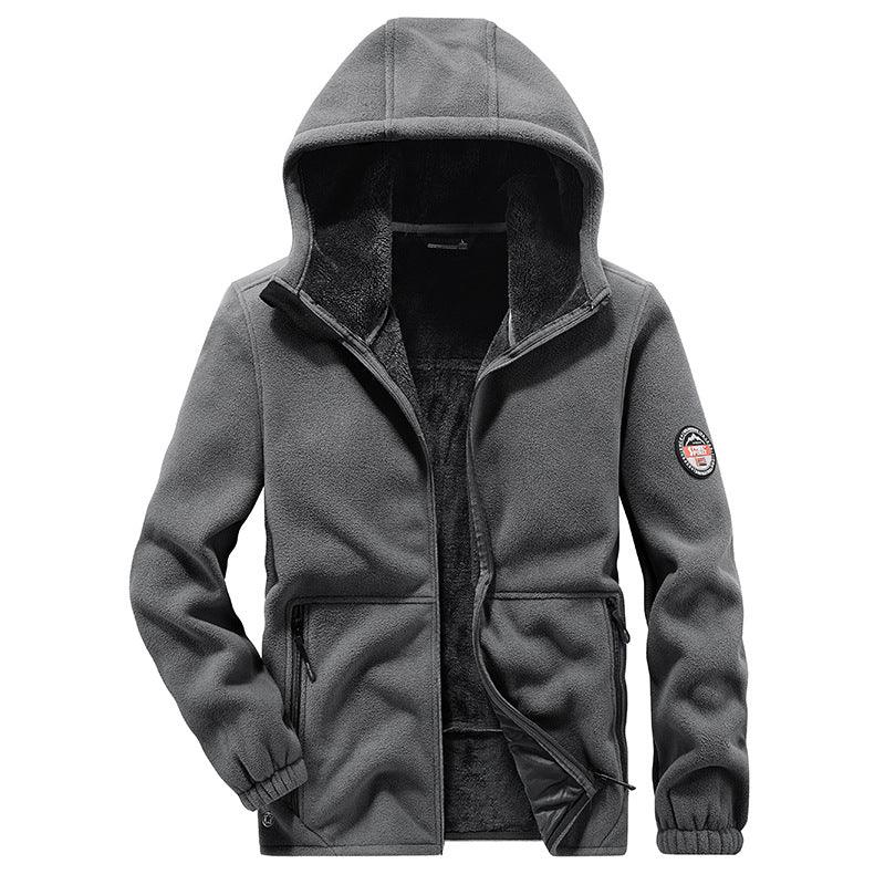 Plus Size Men's Jacket Sports Hooded Fleece - lined - Amazitshop