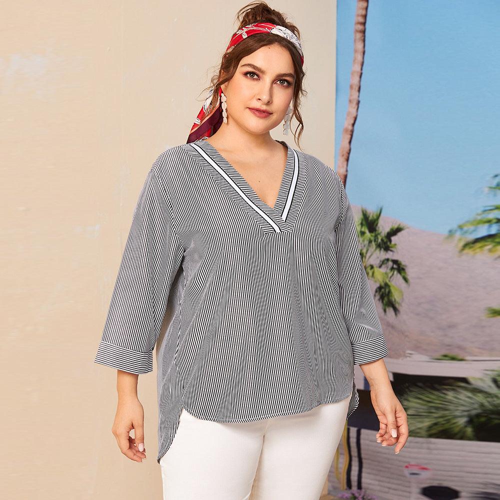 Plus size striped T-shirt - Amazitshop