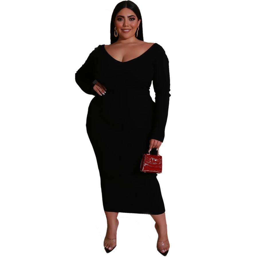 Plus size V - neck dress - Amazitshop