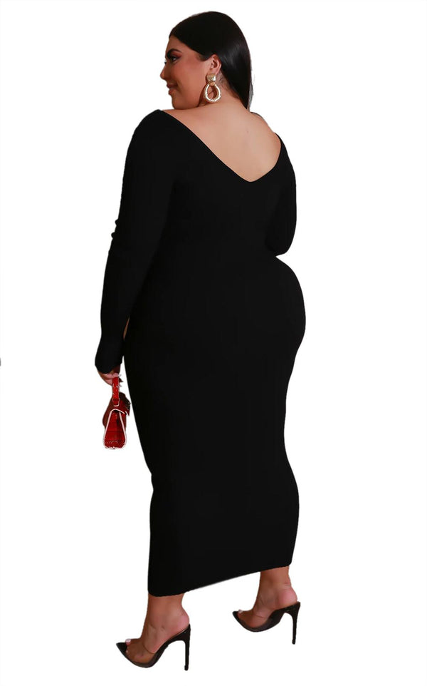 Plus size V - neck dress - Amazitshop
