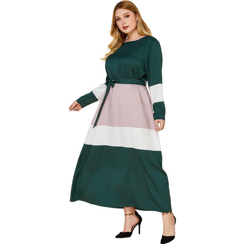 Plus Size Women's Color Matching Dresses - Amazitshop