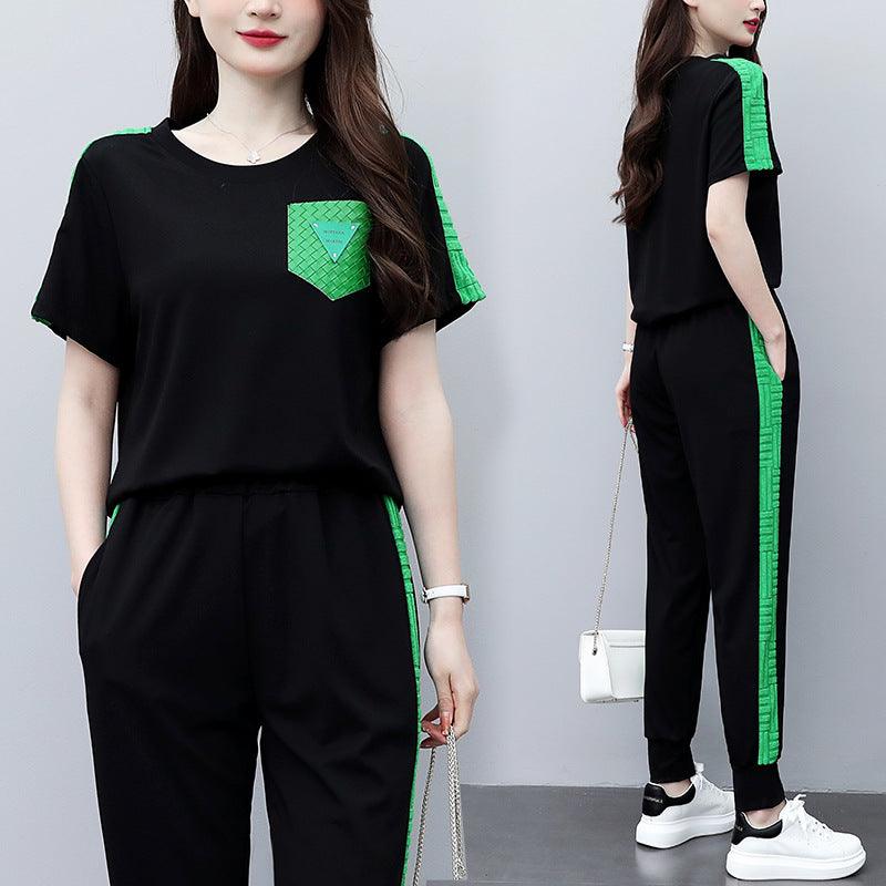 Plus Size Women's Fashion Fashion Slim Tops And Leggings - Amazitshop