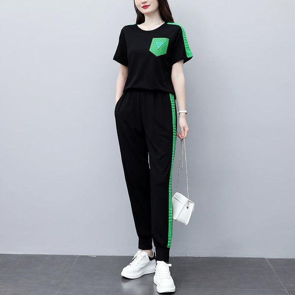 Plus Size Women's Fashion Fashion Slim Tops And Leggings - Amazitshop