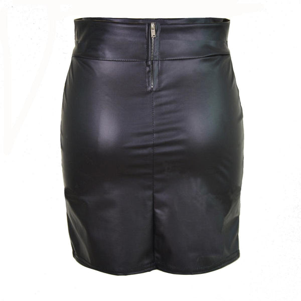 Plus Size Women's High Waist Bag Hip Bust Faux Leather Skirt - Amazitshop