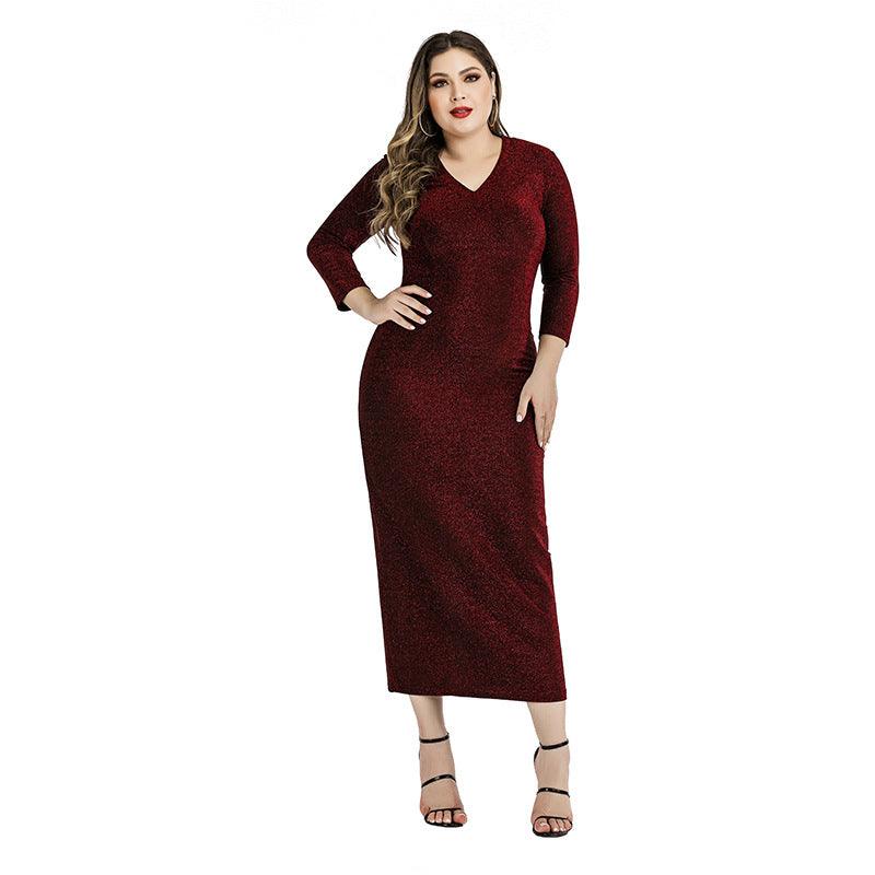 Plus size women's sequin dress - Amazitshop