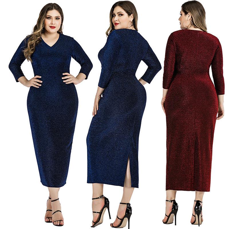 Plus size women's sequin dress - Amazitshop