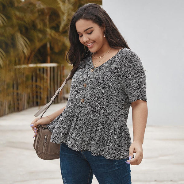 Plus size women's short sleeve shirt - Amazitshop