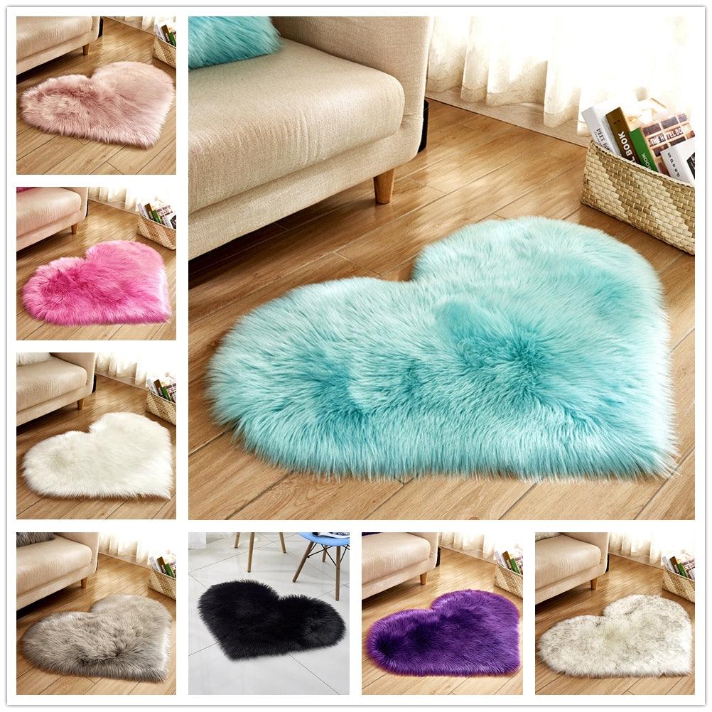 Plush Heart Shaped Carpet Non - Slip Mat Fluffy Rug Floor Mat Blanket Sofa Cushion Foot Pad Carpets For Living Room Home Decor - Amazitshop