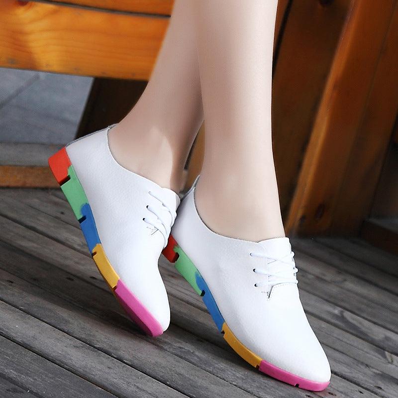 Pointed Shoes Women Leather White Shoes Women Nurse Shoes Casual Shoes Wholesale Specials - Amazitshop
