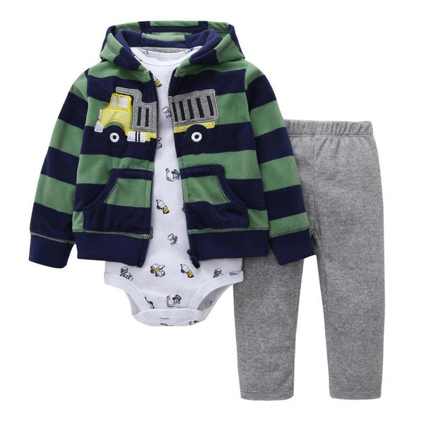 Polar Fleece Hooded Zip Romper Set - Amazitshop