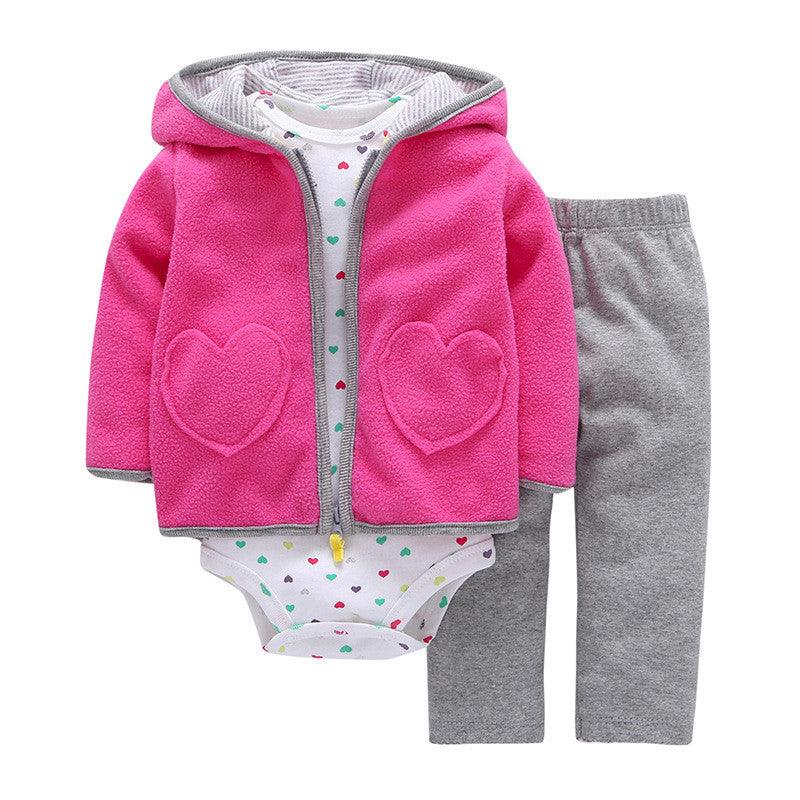Polar Fleece Hooded Zip Romper Set - Amazitshop