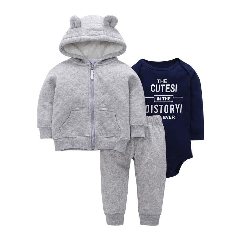 Polar Fleece Hooded Zip Romper Set - Amazitshop