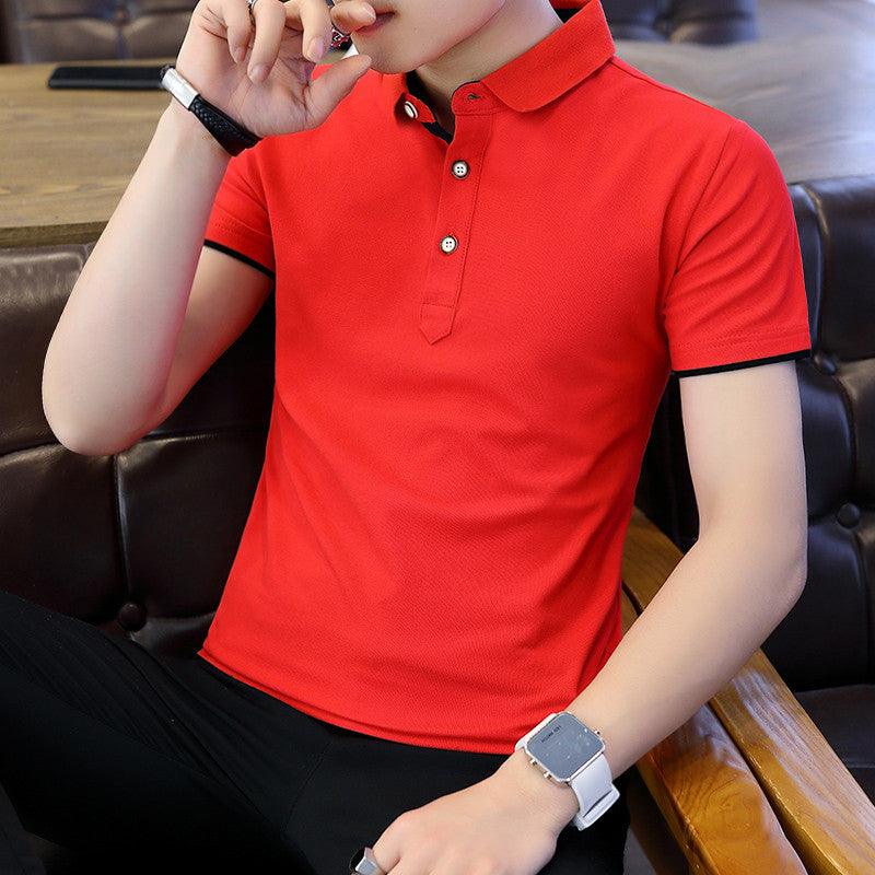 Polo Shirt For Men Casual Short Sleeve Polo Shirts Patchwork Turn - down Collar Zipper T-Shirt Summer Men Shirt Tops - Amazitshop