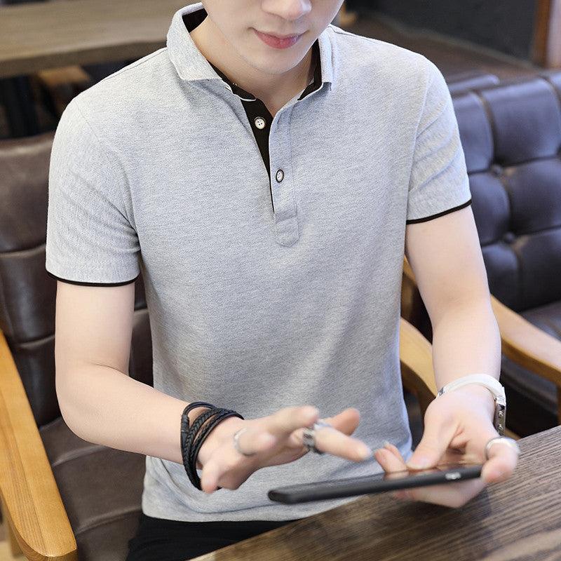 Polo Shirt For Men Casual Short Sleeve Polo Shirts Patchwork Turn - down Collar Zipper T-Shirt Summer Men Shirt Tops - Amazitshop