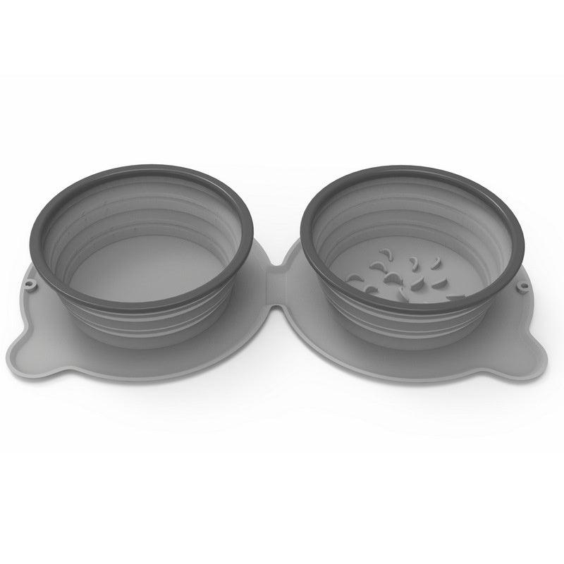 Portable Silicone Double Dog Food Bowls Foldable Non - Slip Cat Bowl Pet Travel Anti - Choking Feeding Bowl Outdoor - Amazitshop
