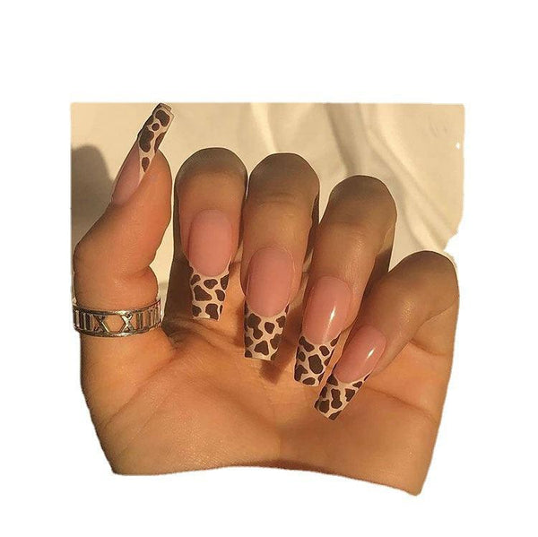 Press On Nails Leopard Print Long Ballet Fake Nail Nails - Amazitshop